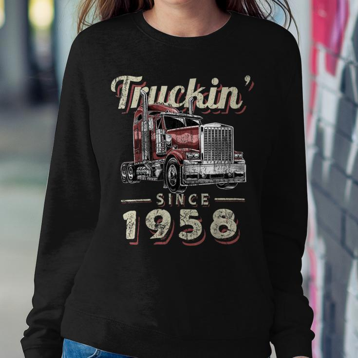 Trucker Truckin Since 1958 Trucker Big Rig Driver 64Th Birthday Sweatshirt Gifts for Her