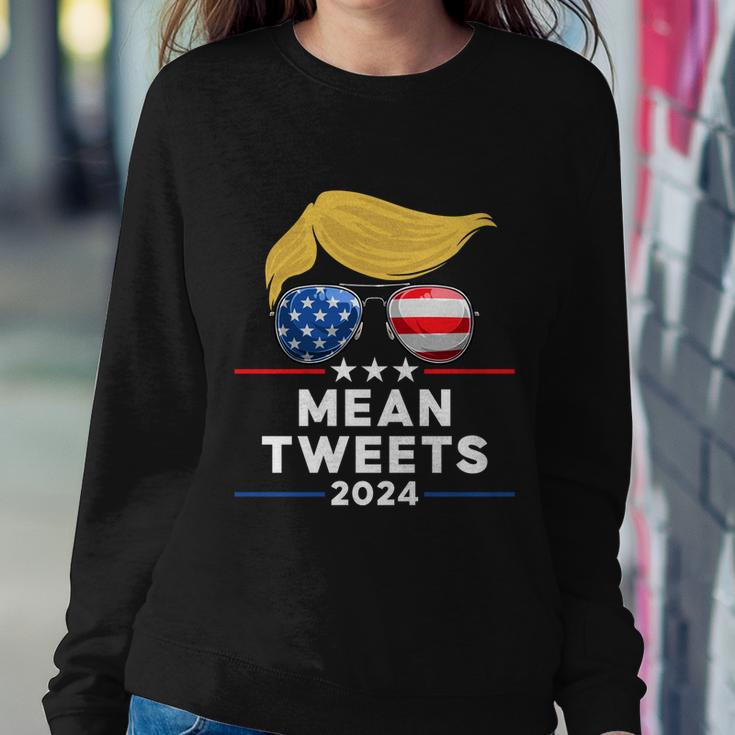 Trump 2024 Mean Tweets Usa Flag Sunglasses Funny Political Gift Sweatshirt Gifts for Her