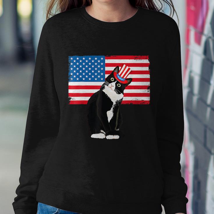 Tuxedo Cat 4Th Of July Hat Patriotic Gift Adults Kid Sweatshirt Gifts for Her