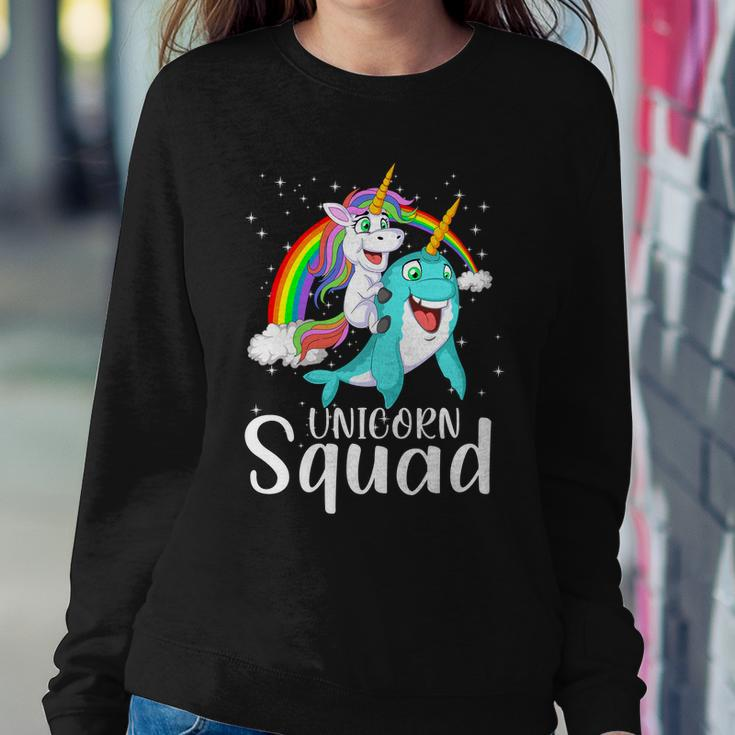 Unicorn Squad Magical Unicorn Riding Narwhal Sweatshirt Gifts for Her