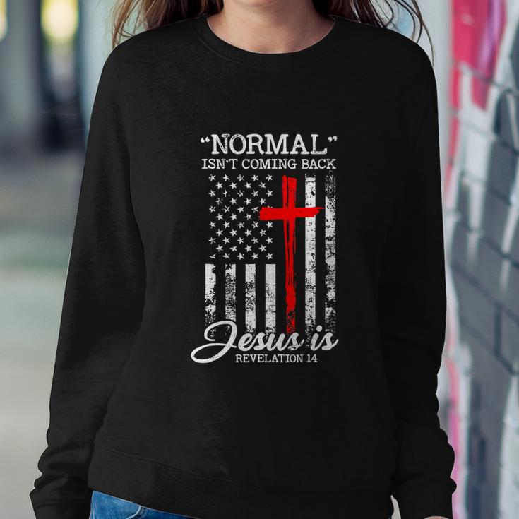 Usa Flag Normal Isnt Coming Back But Jesus Is Revelation Sweatshirt Gifts for Her