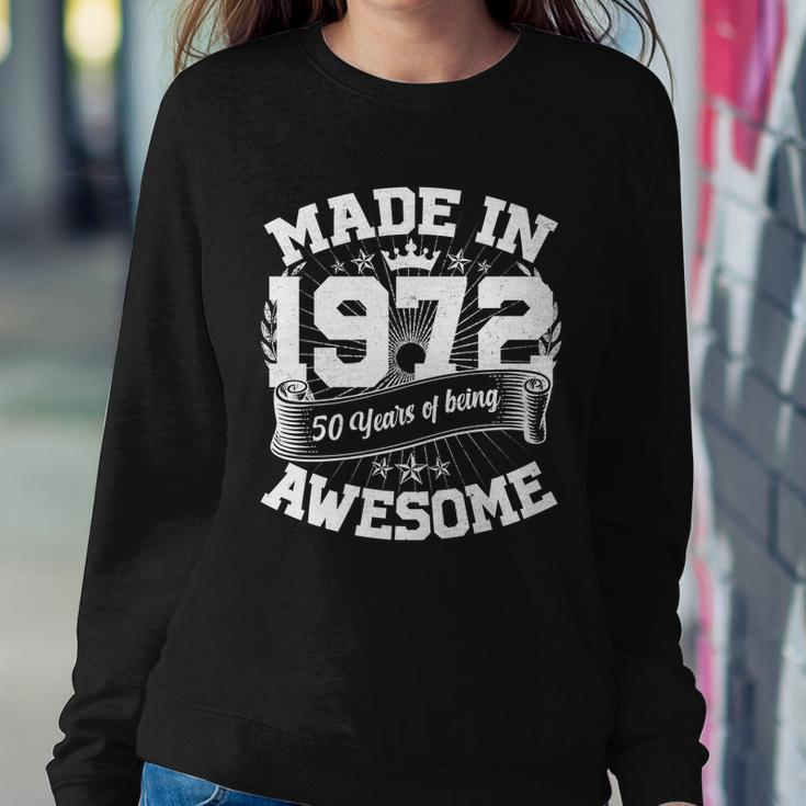 Vintage Crown Made In 1972 50 Years Of Being Awesome 50Th Birthday Sweatshirt Gifts for Her