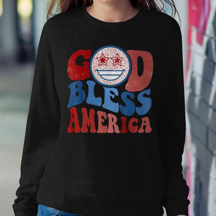Vintage God Bless America Leopard 4Th Of July Patriotic Day Sweatshirt Gifts for Her