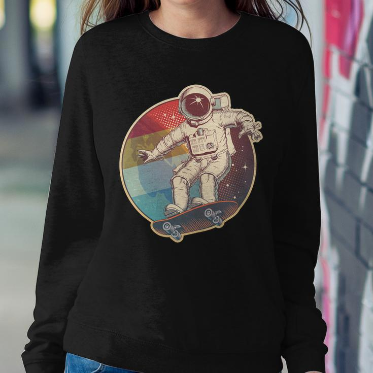 Vintage Retro Skateboarding Astronaut Sweatshirt Gifts for Her