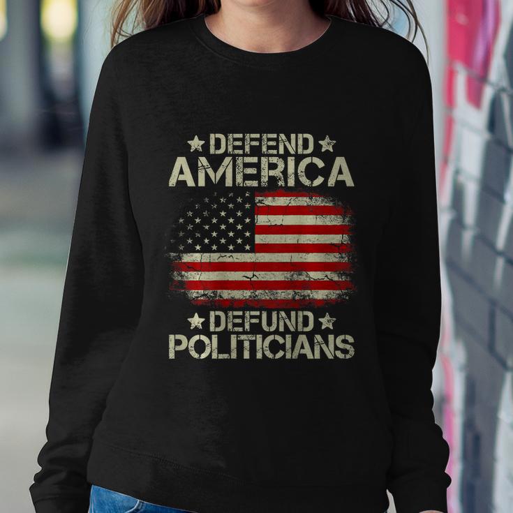 Vintage Usa Flag Defend America Defund Politicians Sweatshirt Gifts for Her