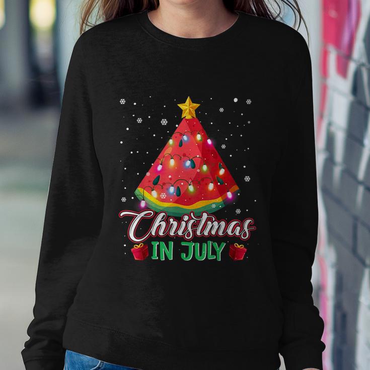 Watermelon Christmas Tree Christmas In July Summer Vacation Sweatshirt Gifts for Her