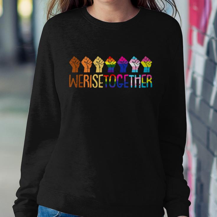 We Rise Together Black Lgbt Raised Fist Pride Equality Sweatshirt Gifts for Her