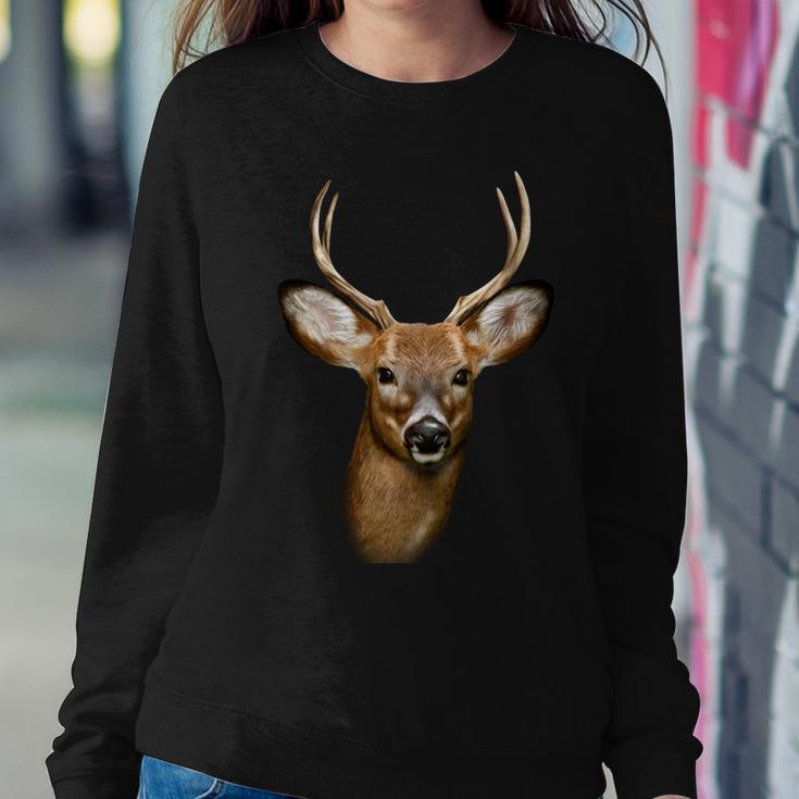 Wildlife Big Face Young Buck Deer Portrait Sweatshirt Gifts for Her