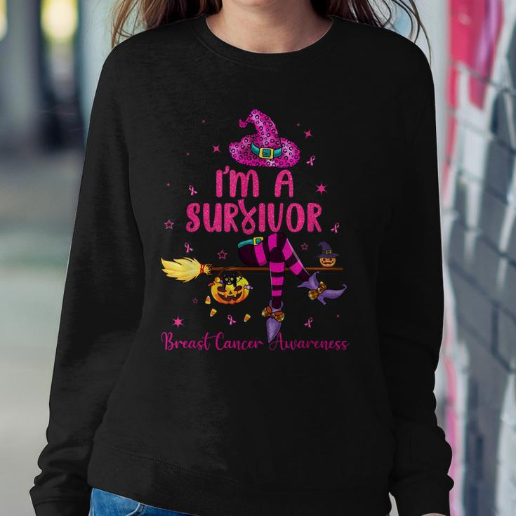 Witch I’M Survivor Breast Cancer Pink Ribbon Halloween Women Sweatshirt Gifts for Her