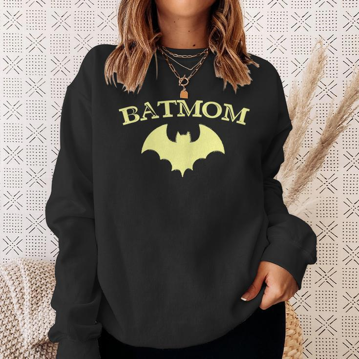 Womens Batmom Super Hero Proud Mom Halloween Costume Gift Men Women Sweatshirt Graphic Print Unisex Gifts for Her