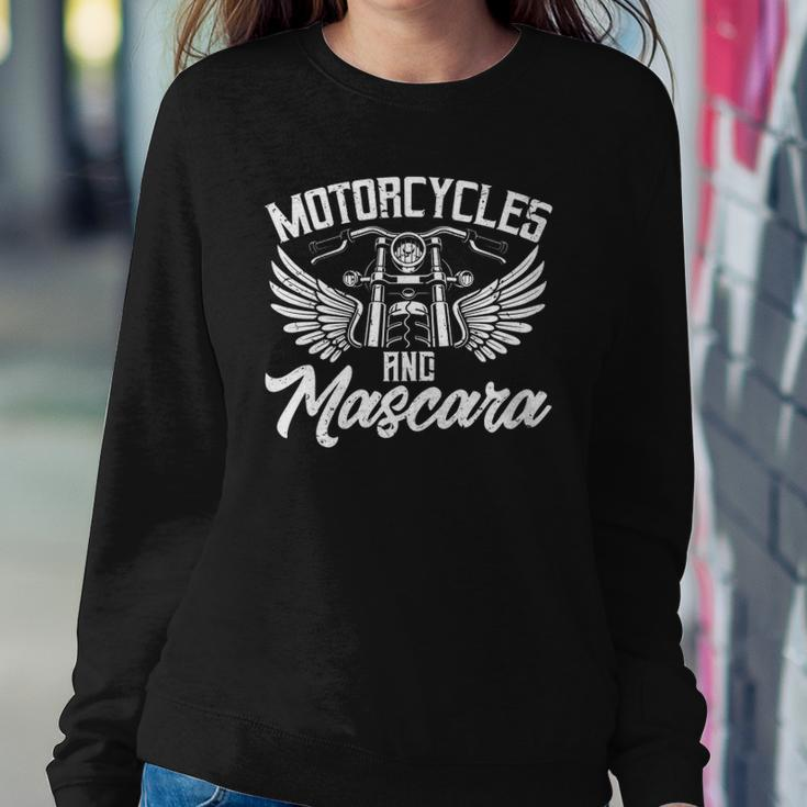 Womens Biker Lifestyle Quotes Motorcycles And Mascara Sweatshirt Gifts for Her