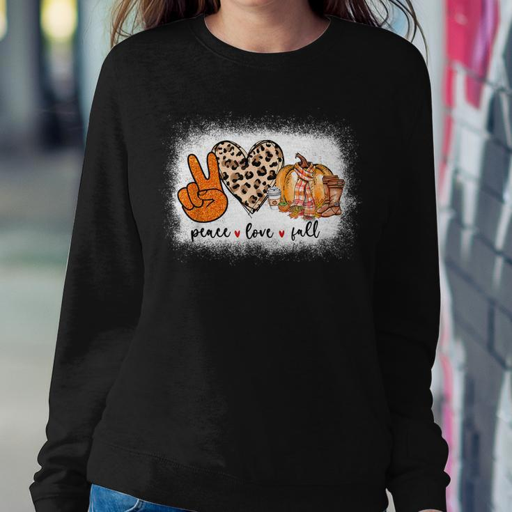 Womens Peace Love Fall Bleached Thanksgiving Fall Sweatshirt Gifts for Her