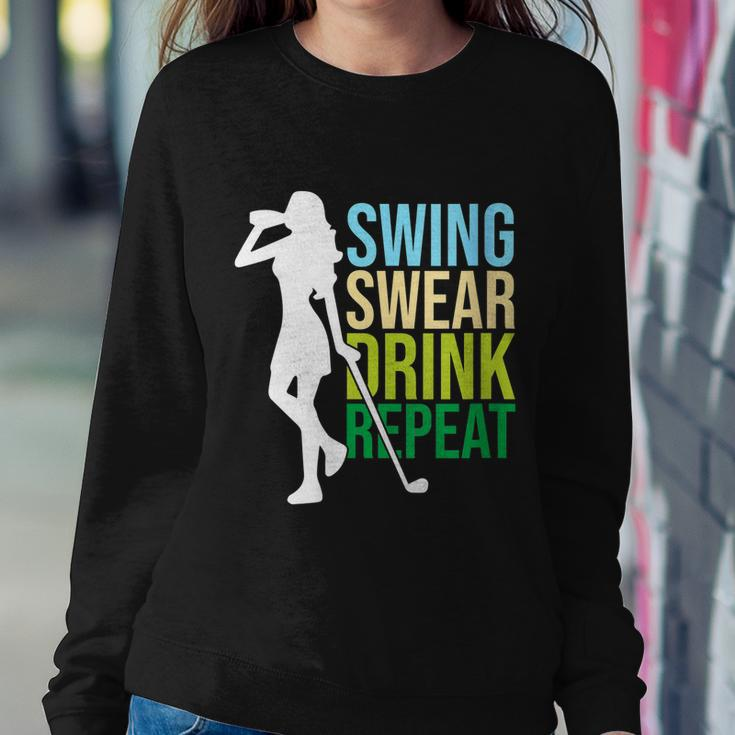 Womens Swing Swear Drink Repeat Love Golf Sweatshirt Gifts for Her