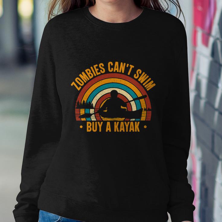 Zombies Cant Swim Buy Kayak Fishing Retro Sweatshirt Gifts for Her