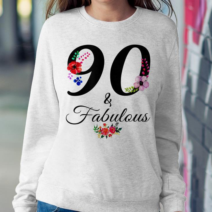 90 & Fabulous 90 Years Old Vintage Floral 1932 90Th Birthday Sweatshirt Gifts for Her