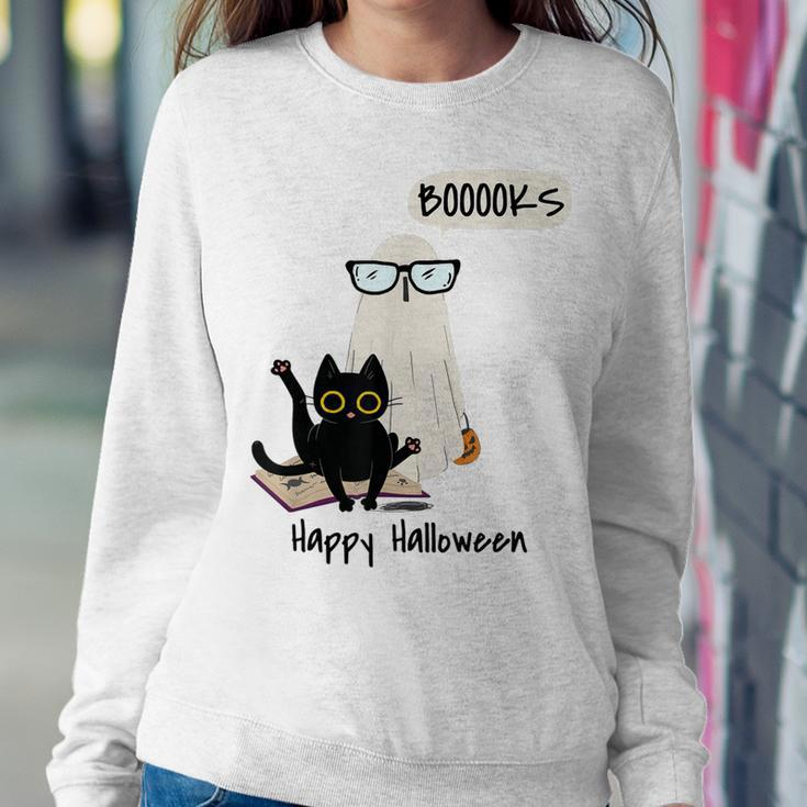 Book Lover Halloween Boooks Ghost Boo And Black Cat Cute Sweatshirt Gifts for Her