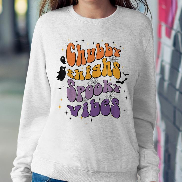 Chubby Thighs And Spooky Vibes Happy Halloween Sweatshirt Gifts for Her