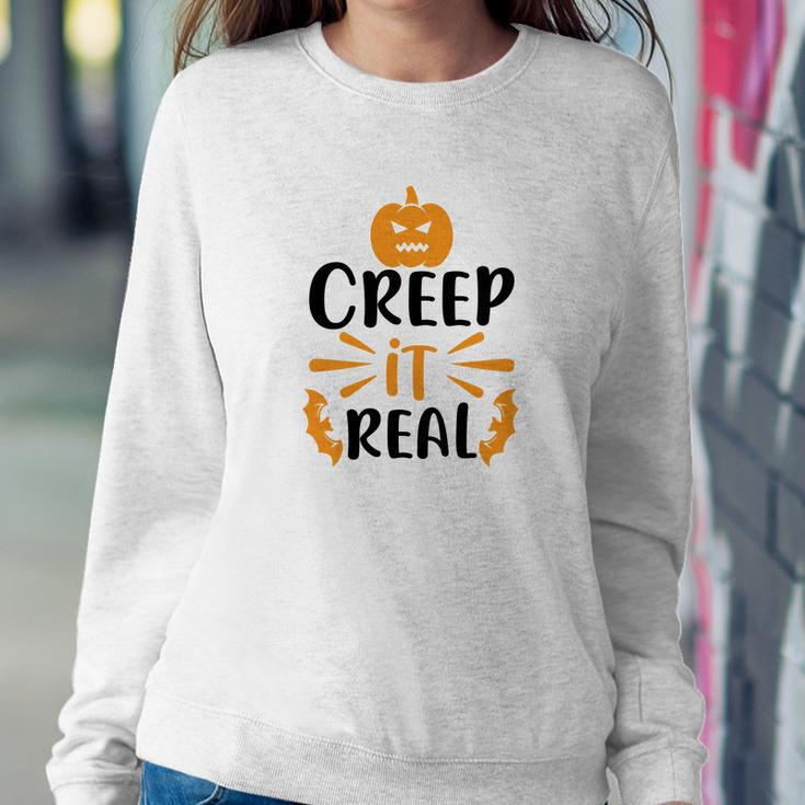 Creep It Real Halloween Occasion Pumpkin Sweatshirt Gifts for Her