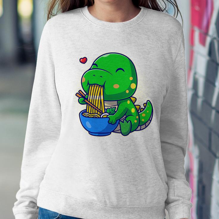 Cute Baby Dino Trex Eating Ramen Noodles Sweatshirt Gifts for Her