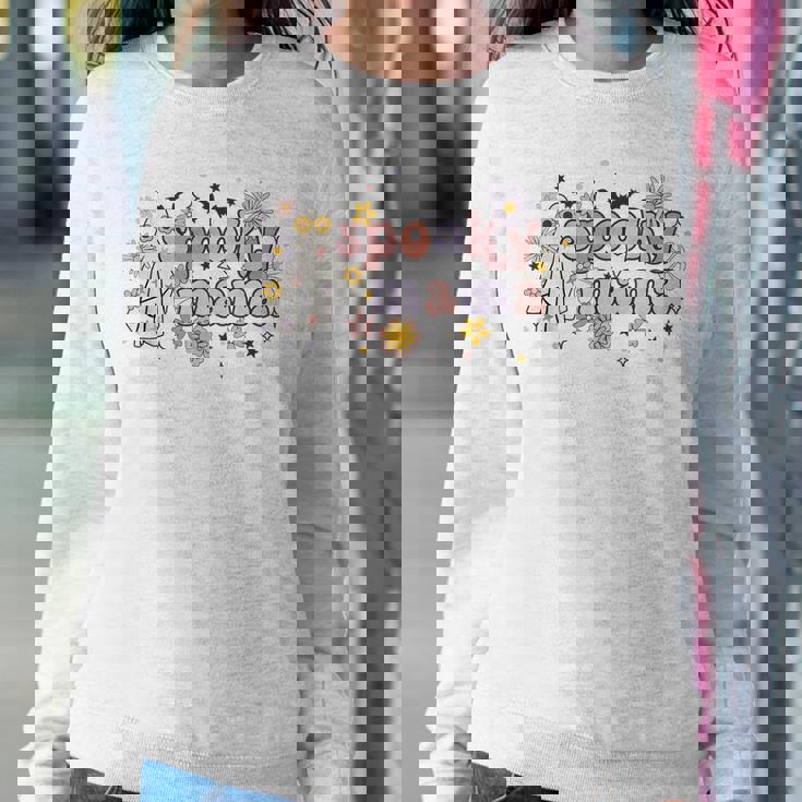 Floral Ghost Halloween Spooky Mama Cool Mom Funny Halloween Sweatshirt Gifts for Her