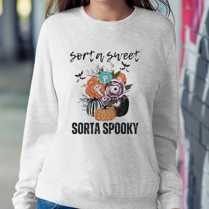 Halloween Sorta Sweet Sorta Spooky Pumpkin Florals Gift Sweatshirt Gifts for Her