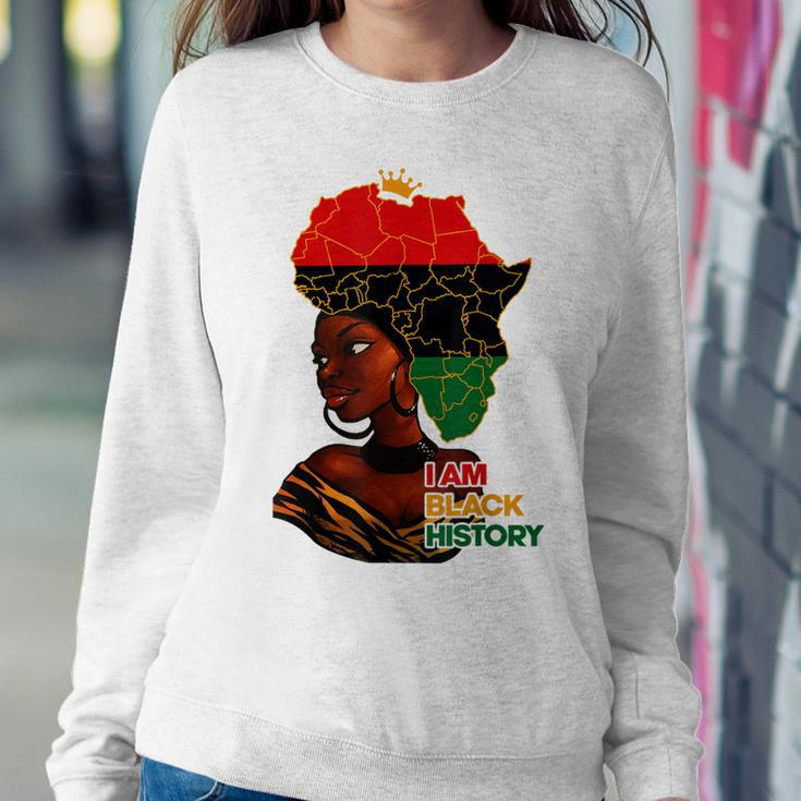 I Am Black History Melanin Pride Africa Map Hair Black Queen V2 Sweatshirt Gifts for Her