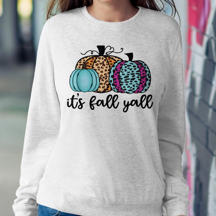 Its Fall Yall Cute Leopard Print Fall Pumpkin Autumn Sweatshirt Gifts for Her