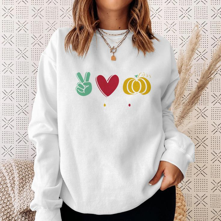 Peace Love Fall Cute Graphic Design Printed Casual Daily Basic Sweatshirt Gifts for Her