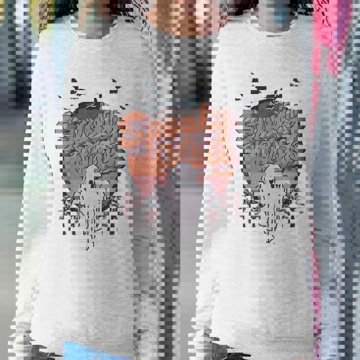 Retro Spook Vibes Boo Ghost Spooky Season Funny Halloween Sweatshirt Gifts for Her