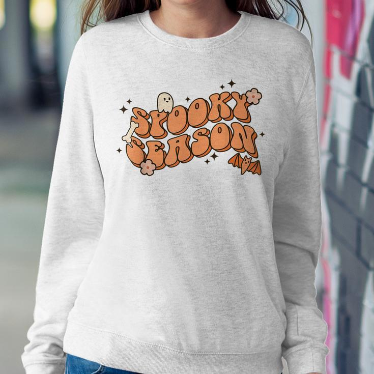 Retro Spooky Season Boo Ghost Floral Spooky Vibes Halloween Sweatshirt Gifts for Her