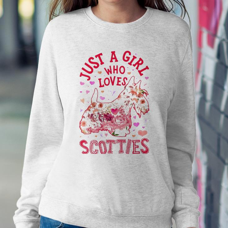 Scottie Scottish Terrier Just A Girl Who Loves Dog Flower Sweatshirt Gifts for Her
