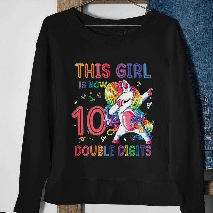 10Th Birthday Gift Girls This Girl Is Now 10 Double Digits Funny Gift Sweatshirt Gifts for Old Women