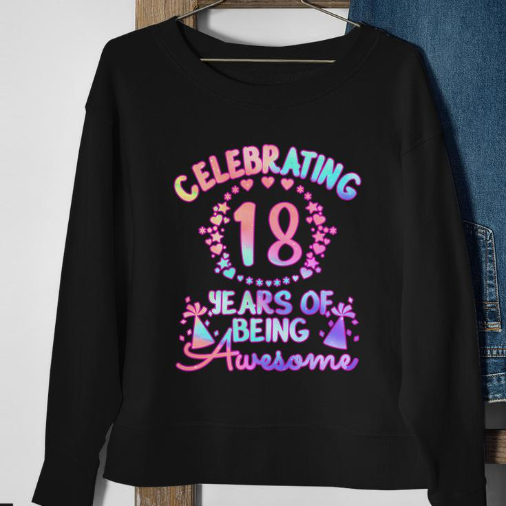 18 Years Of Being Awesome 18 Year Old Birthday Girl Graphic Design Printed Casual Daily Basic Sweatshirt Gifts for Old Women