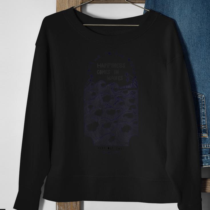 Happiness Comes In Waves Retro Surf  Sweatshirt