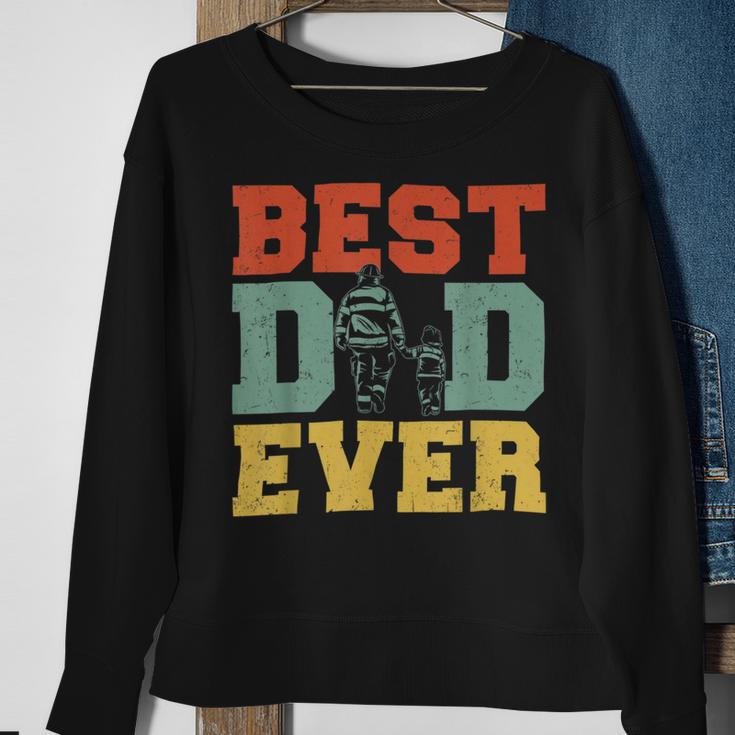 Firefighter Retro Best Dad Ever Firefighter Daddy Happy Fathers Day V2 Sweatshirt