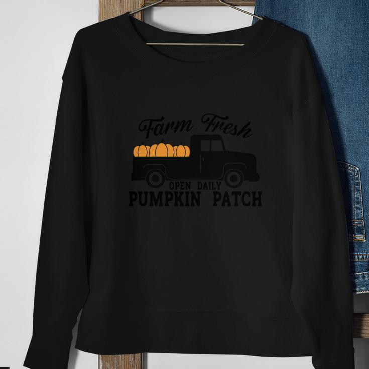 Farm Fresh Pumpkins Truck Open Daily Pumpkin Patch Fall Men Women Sweatshirt Graphic Print Unisex