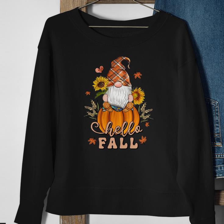 Hello Fall Pumpkin Gnomes Hat Men Women Sweatshirt Graphic Print Unisex