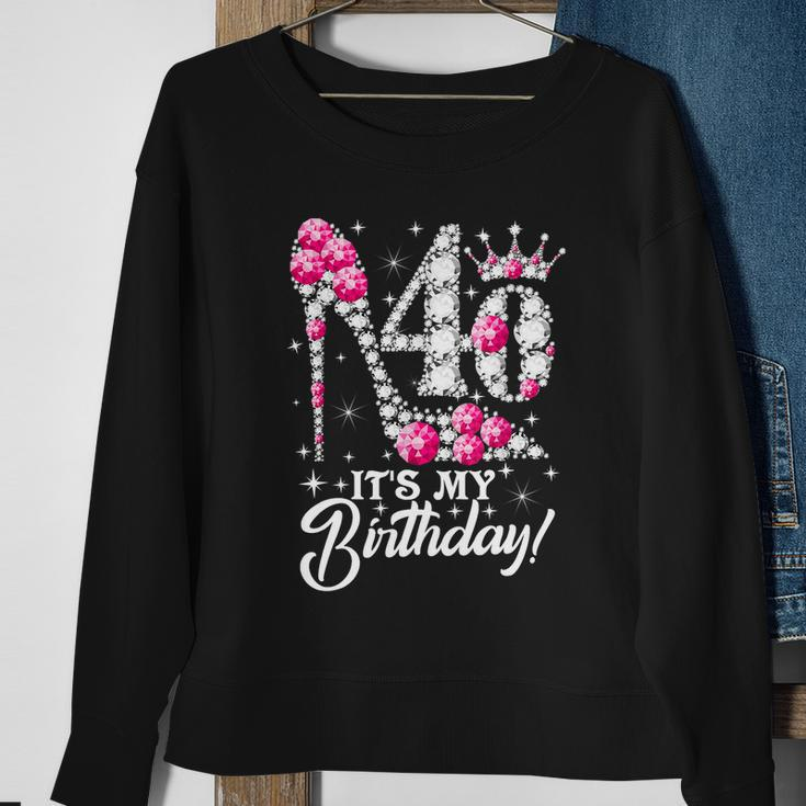 40 Years Old Its My 40Th Cool Gift Birthday Funny Pink Diamond Shoes Gift Sweatshirt Gifts for Old Women