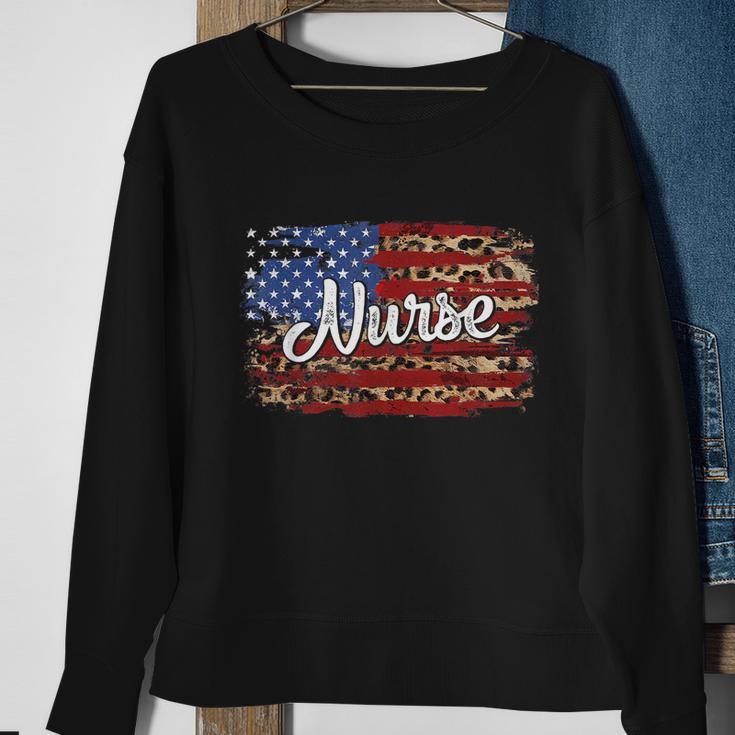 4Th July Independence Day American Flag Cute Graphic Nurse Gift Sweatshirt Gifts for Old Women