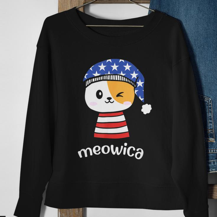 4Th Of July Cat Meowica Independence Day Patriot Usa Flag Sweatshirt Gifts for Old Women