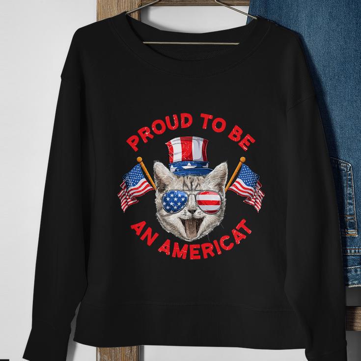 4Th Of July Cat Pround To Be Americat Sweatshirt Gifts for Old Women