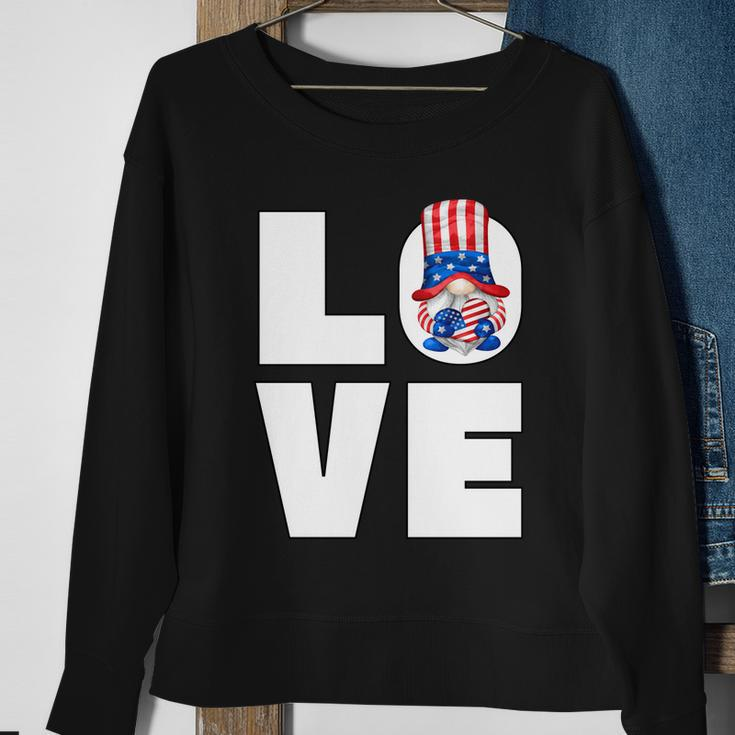4Th Of July Gnome For Women Patriotic American Flag Heart Gift Sweatshirt Gifts for Old Women