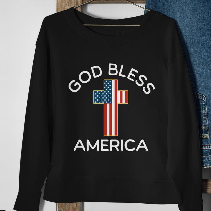 4Th Of July God Bless America Cross Flag Patriotic Religious Gift Sweatshirt Gifts for Old Women
