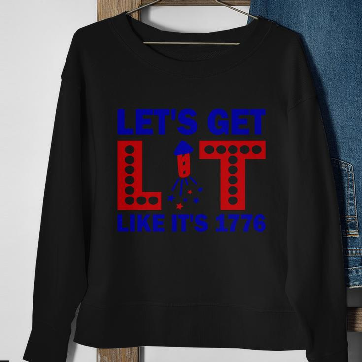 4Th Of July Lets Get Lit Fire Work Proud American Sweatshirt Gifts for Old Women