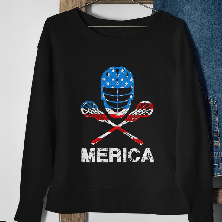 4Th Of July Merica Lacrosse American Flag Sweatshirt Gifts for Old Women