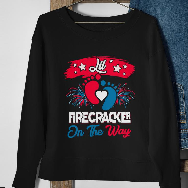 4Th Of July Pregnancy Meaningful Gift Lil Firecracker On The Way Great Gift Sweatshirt Gifts for Old Women