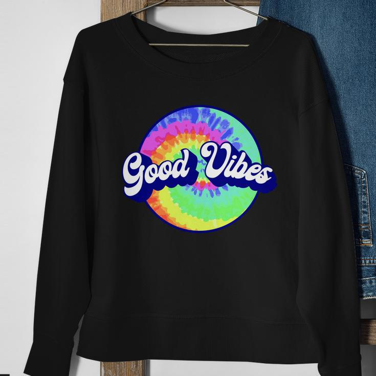 70S Retro Groovy Hippie Good Vibes Sweatshirt Gifts for Old Women
