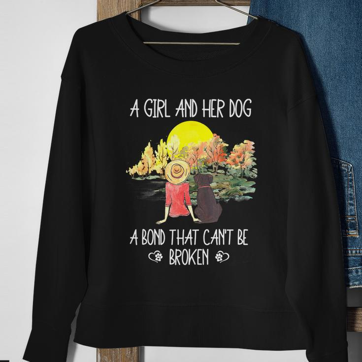 A Girl And Her Dog A Bond That Cant Be Broken Cute Graphic Design Printed Casual Daily Basic Sweatshirt Gifts for Old Women