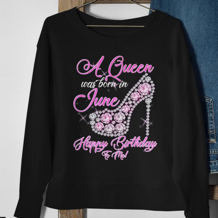 A Queen Was Born In June Fancy Birthday Graphic Design Printed Casual Daily Basic Sweatshirt Gifts for Old Women