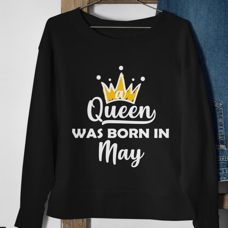 A Queen Was Born In May Birthday Graphic Design Printed Casual Daily Basic Sweatshirt Gifts for Old Women